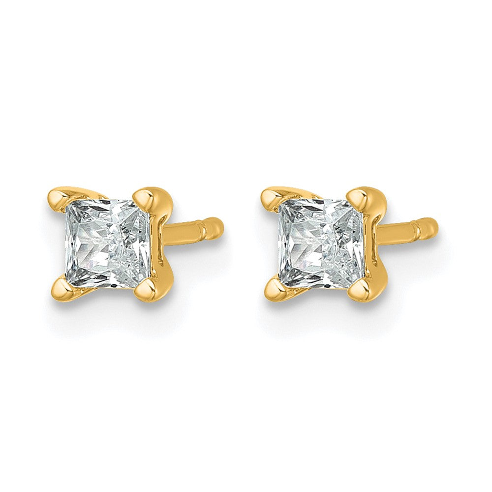 14K Yellow Gold 1/2 Ctw Lab Grown Diamond Vs+ F+ Princess 4 Prong Heavy Wt. Stud Earrings