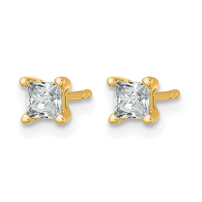 14K Yellow Gold 1/2 Ctw Lab Grown Diamond Vs+ F+ Princess 4 Prong Heavy Wt. Stud Earrings