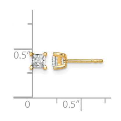 14K Yellow Gold 1/2 Ctw Lab Grown Diamond Vs+ F+ Princess 4 Prong Heavy Wt. Stud Earrings