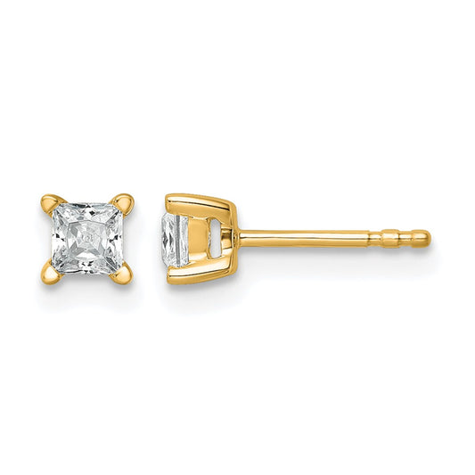 14k Yellow Gold 1/2 ctw Lab Grown Diamond VS/SI+ G+ Princess 4 Prong Heavy Wt. Stud Earrings