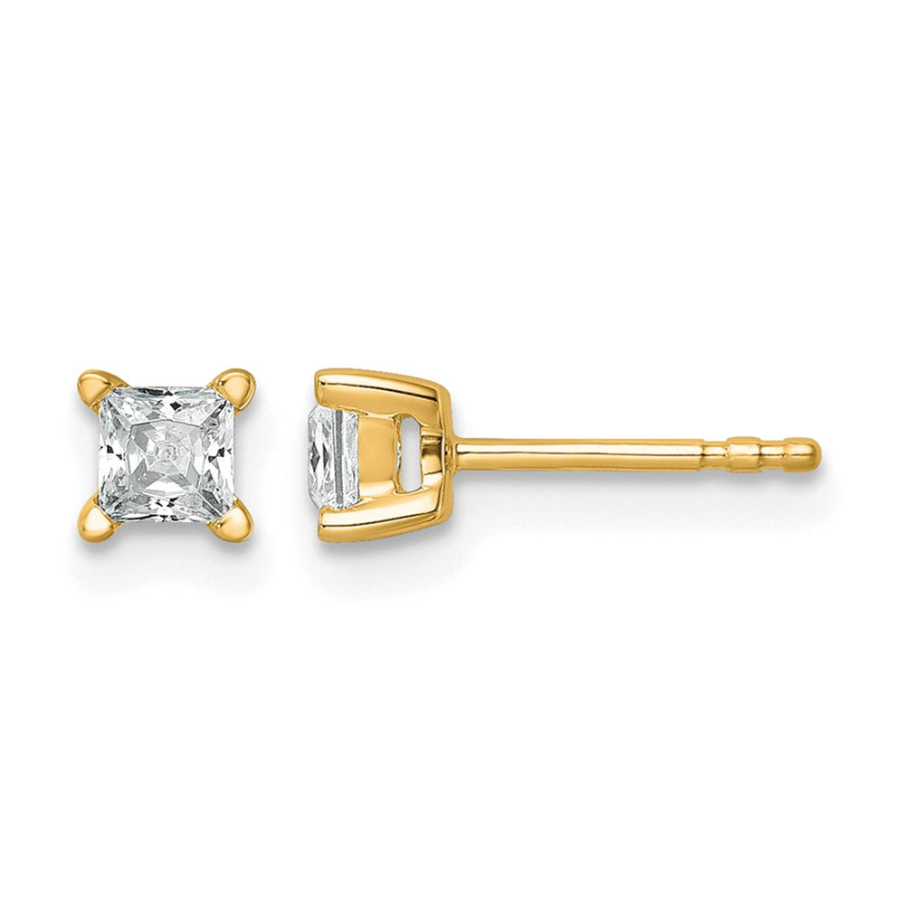 14K Yellow Gold 1/2 Ctw Lab Grown Diamond Vs+ F+ Princess 4 Prong Heavy Wt. Stud Earrings