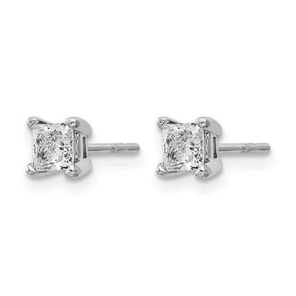 14k White Gold 2/3 ctw Certified Lab Grown Diamond VS/SI+ G+ Princess 4 Prong Heavy Wt. Stud Earrings