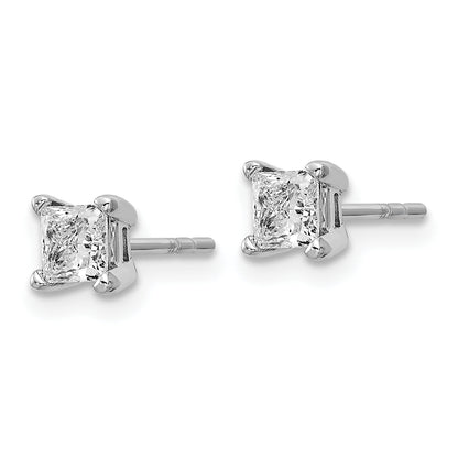 14K White Gold 2/3 Ctw Certified Lab Grown Diamond Vs+ F+ Princess 4 Prong Heavy Wt. Stud Earrings