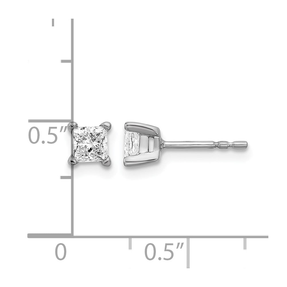 14K White Gold 2/3 Ctw Lab Grown Diamond Vs+ F+ Princess 4 Prong Heavy Wt. Stud Earrings