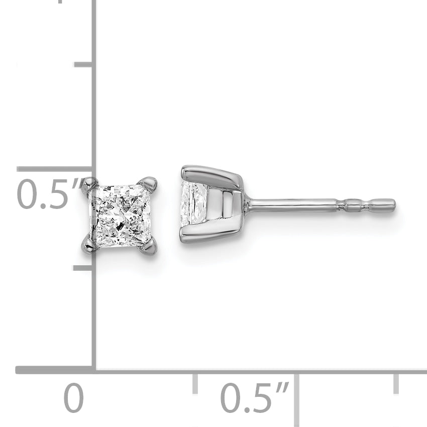14k White Gold 2/3 ctw Lab Grown Diamond VS/SI+ G+ Princess 4 Prong Heavy Wt. Stud Earrings