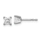 14k White Gold 2/3 ctw Lab Grown Diamond VS/SI+ G+ Princess 4 Prong Heavy Wt. Stud Earrings