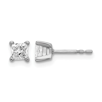14k White Gold 2/3 ctw Certified Lab Grown Diamond VS/SI+ G+ Princess 4 Prong Heavy Wt. Stud Earrings
