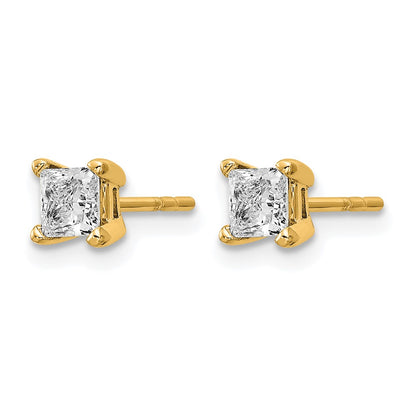 14k Yellow Gold 2/3 ctw Certified Lab Grown Diamond VS/SI+ G+ Princess 4 Prong Heavy Wt. Stud Earrings