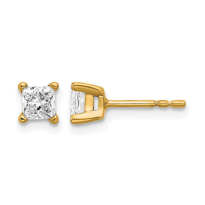 14k Yellow Gold 2/3 ctw Certified Lab Grown Diamond VS/SI+ G+ Princess 4 Prong Heavy Wt. Stud Earrings