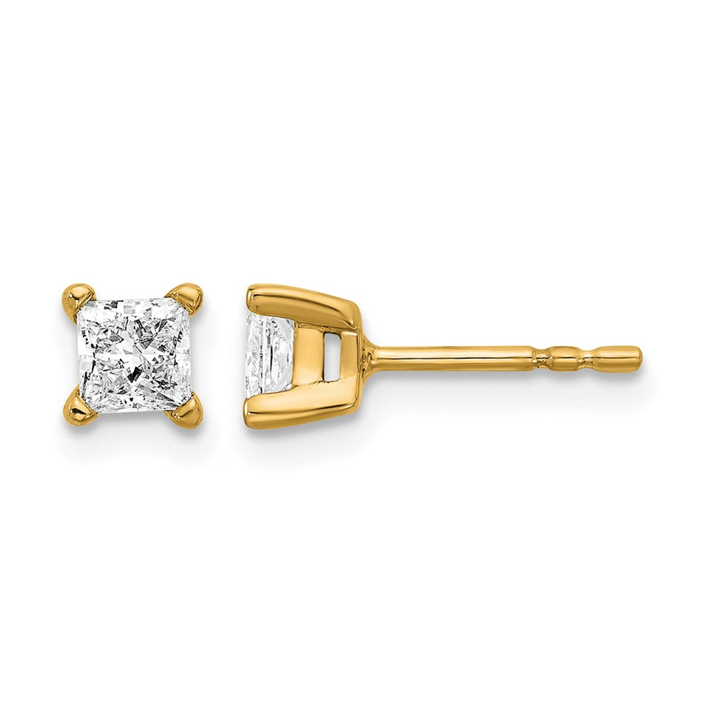 14k Yellow Gold 2/3 ctw Lab Grown Diamond VS/SI+ G+ Princess 4 Prong Heavy Wt. Stud Earrings