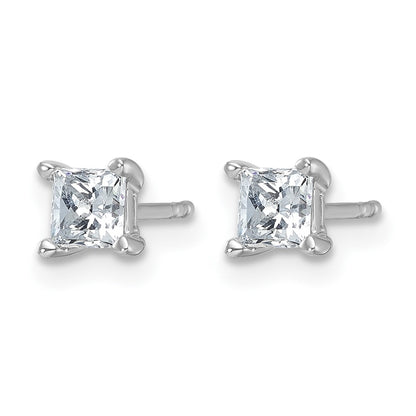 14K White Gold 3/4 Ctw Certified Lab Grown Diamond Vs+ F+ Princess 4 Prong Heavy Wt. Stud Earrings