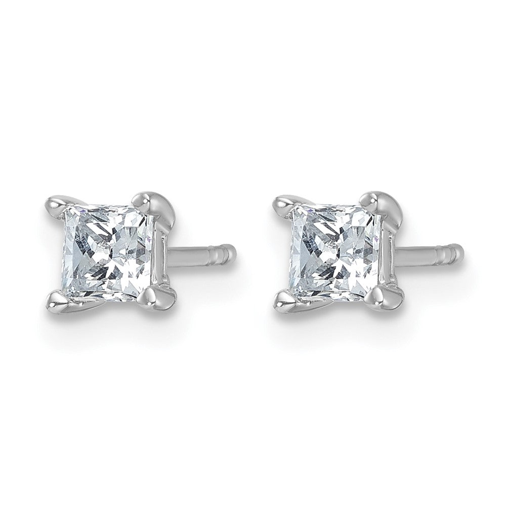 14k White Gold 3/4 Ct. total weight Princess VS/SI GH Lab Grown Diamond 4 Prong Stud Post Earrings
