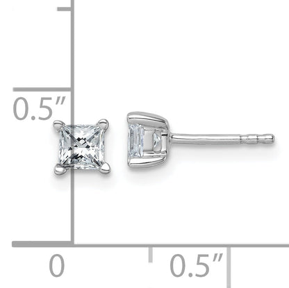 14K White Gold 3/4 Ctw Certified Lab Grown Diamond Vs+ F+ Princess 4 Prong Heavy Wt. Stud Earrings