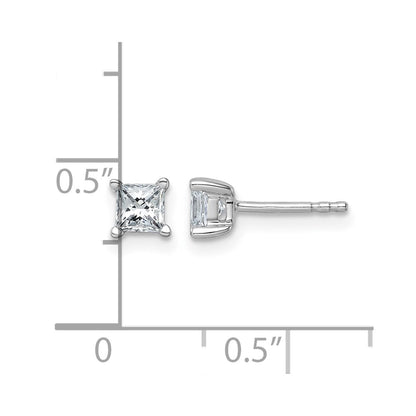 14k White Gold 3/4 Ct. total weight Princess VS/SI GH Lab Grown Diamond 4 Prong Stud Post Earrings