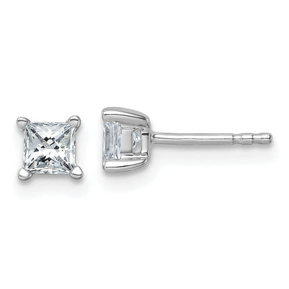 14K White Gold 3/4 Ctw Certified Lab Grown Diamond Vs+ F+ Princess 4 Prong Heavy Wt. Stud Earrings