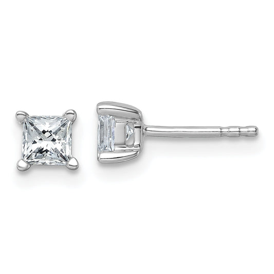 14K White Gold 3/4 Ctw Certified Lab Grown Diamond Vs+ F+ Princess 4 Prong Heavy Wt. Stud Earrings