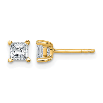 14k Yellow Gold 3/4 ctw Certified Lab Grown Diamond VS/SI+ G+ Princess 4 Prong Heavy Wt. Stud Earrings