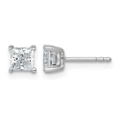 14k White Gold 1 ctw Lab Grown Diamond VS/SI+ G+ Princess 4 Prong Heavy Wt. Stud Earrings