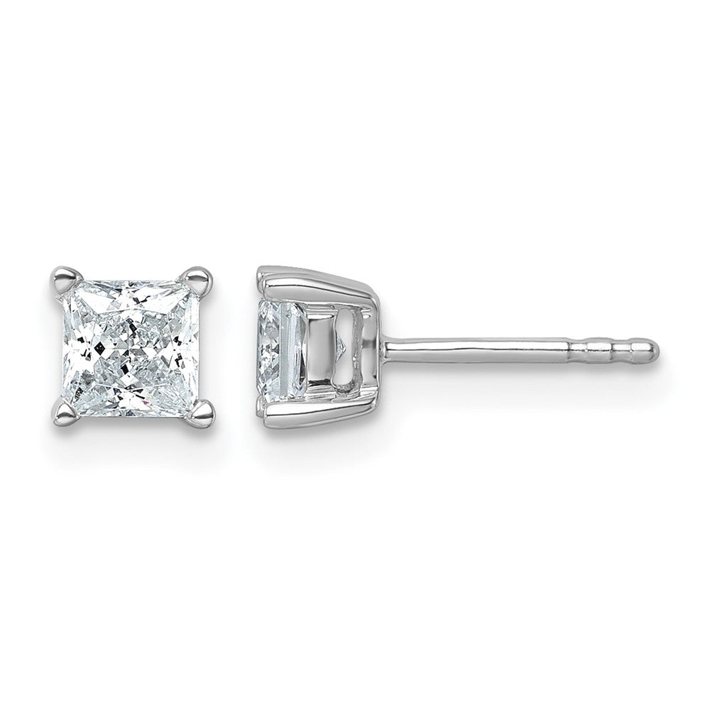 14k White Gold 1 ctw Certified Lab Grown Diamond VS/SI+ G+ Princess 4 Prong Heavy Wt. Stud Earrings