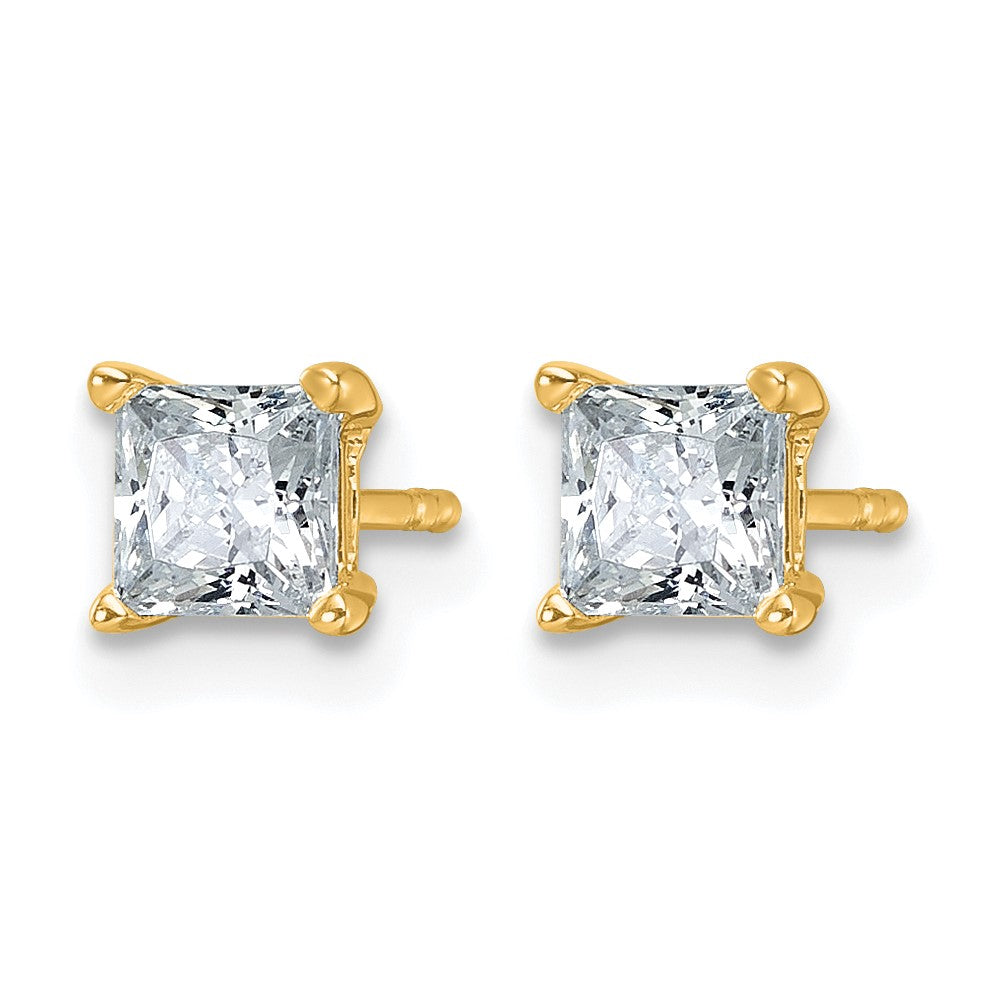 14k Yellow Gold 1 ctw Lab Grown Diamond VS/SI+ G+ Princess 4 Prong Heavy Wt. Stud Earrings