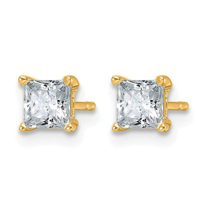 14k Yellow Gold 1 ctw Lab Grown Diamond VS/SI+ G+ Princess 4 Prong Heavy Wt. Stud Earrings