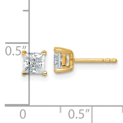14k Yellow Gold 1 ctw Certified Lab Grown Diamond VS/SI+ G+ Princess 4 Prong Heavy Wt. Stud Earrings