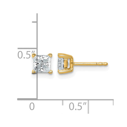 14k Yellow Gold 1 ctw Lab Grown Diamond VS/SI+ G+ Princess 4 Prong Heavy Wt. Stud Earrings