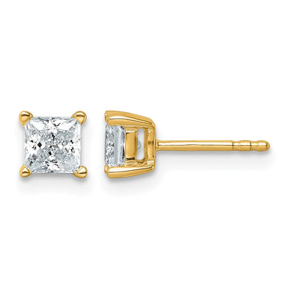 14k Yellow Gold 1 ctw Lab Grown Diamond VS/SI+ G+ Princess 4 Prong Heavy Wt. Stud Earrings