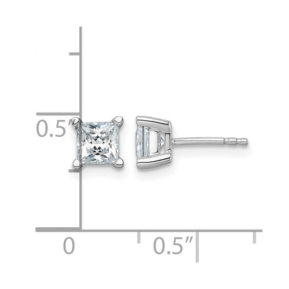 14k White Gold 1 1/2 ctw Certified Lab Grown Diamond VS/SI+ G+ Princess 4 Prong Heavy Wt. Stud Earrings