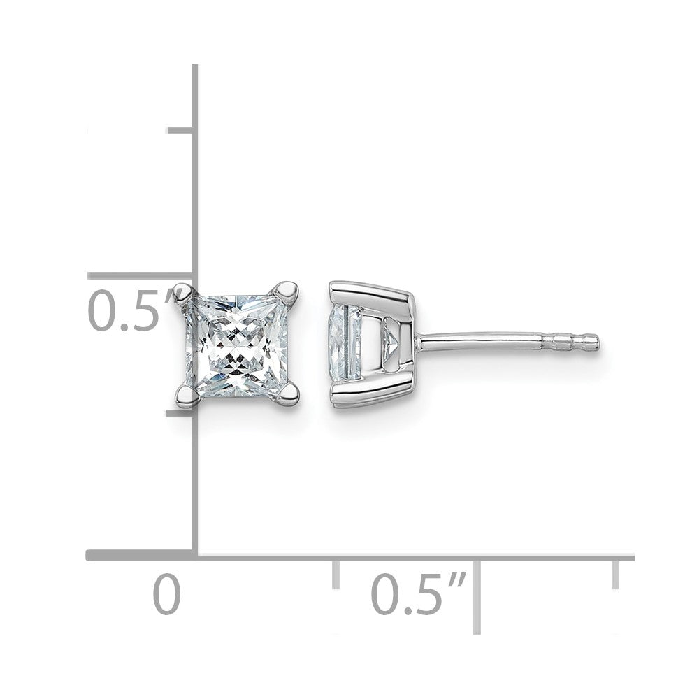 14K White Gold 1 1/2 Ctw Certified Lab Grown Diamond Vs+ F+ Princess 4 Prong Heavy Wt. Stud Earrings