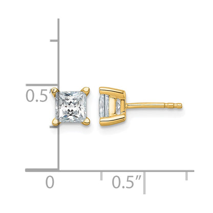14k Yellow Gold 1 1/2 ctw Lab Grown Diamond VS/SI+ G+ Princess 4 Prong Heavy Wt. Stud Earrings