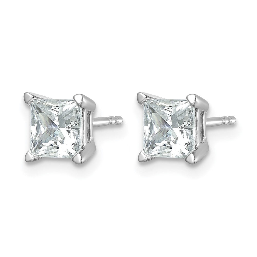 14k White Gold 2 ctw Certified Lab Grown Diamond VS/SI+ G+ Princess 4 Prong Heavy Wt. Stud Earrings