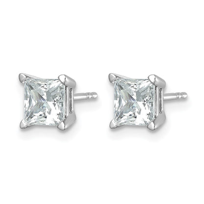 14k White Gold 2 ctw Certified Lab Grown Diamond VS/SI+ G+ Princess 4 Prong Heavy Wt. Stud Earrings