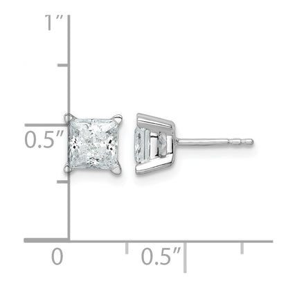 14k White Gold 2 ctw Certified Lab Grown Diamond VS/SI+ G+ Princess 4 Prong Heavy Wt. Stud Earrings
