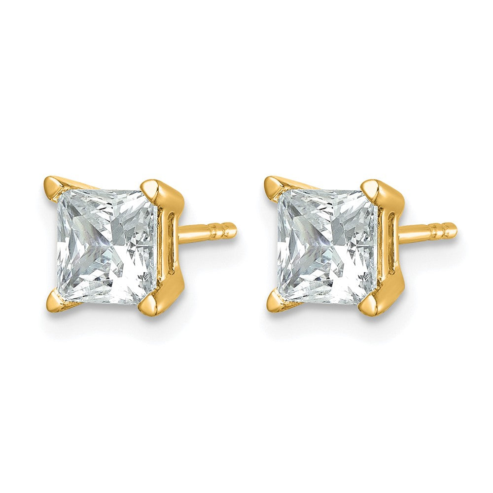 14k Yellow Gold 2 ctw Certified Lab Grown Diamond VS/SI+ G+ Princess 4 Prong Heavy Wt. Stud Earrings