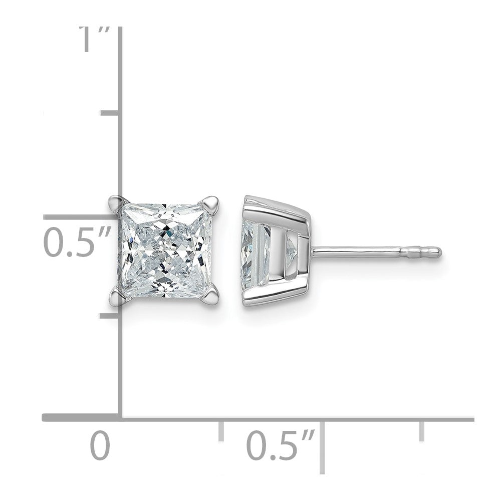 14k White Gold 3 Ct. total weight Princess VS/SI GH Lab Grown Diamond 4 Prong Stud Post Earrings