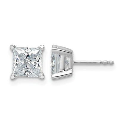 14k White Gold 3 ctw Lab Grown Diamond VS/SI+ G+ Princess 4 Prong Heavy Wt. Stud Earrings