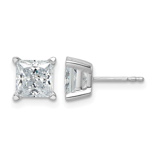 14k White Gold 3 ctw Lab Grown Diamond VS/SI+ G+ Princess 4 Prong Heavy Wt. Stud Earrings