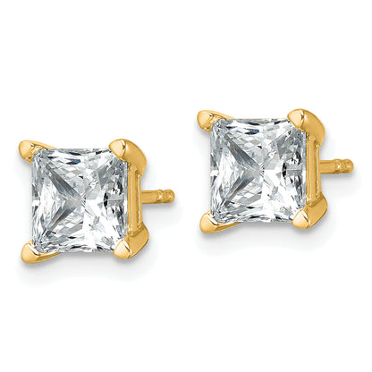 14K Yellow Gold 3 Ctw Certified Lab Grown Diamond Vs+ F+ Princess 4 Prong Heavy Wt. Stud Earrings