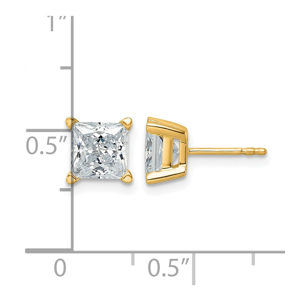 14k Yellow Gold 3 ctw Certified Lab Grown Diamond VS/SI+ G+ Princess 4 Prong Heavy Wt. Stud Earrings