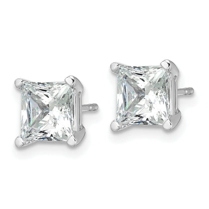 14K White Gold 4 Ctw Certified Lab Grown Diamond Vs+ F+ Princess Prong Heavy Wt. Stud Earrings