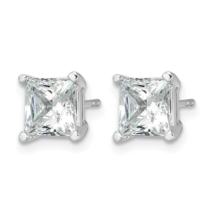 14K White Gold 4 Ctw Lab Grown Diamond Vs+ F+ Princess Prong Heavy Wt. Stud Earrings