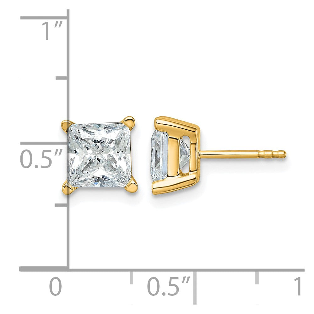 14k Yellow Gold 4 ctw Lab Grown Diamond VS/SI+ G+ Princess 4 Prong Heavy Wt. Stud Earrings