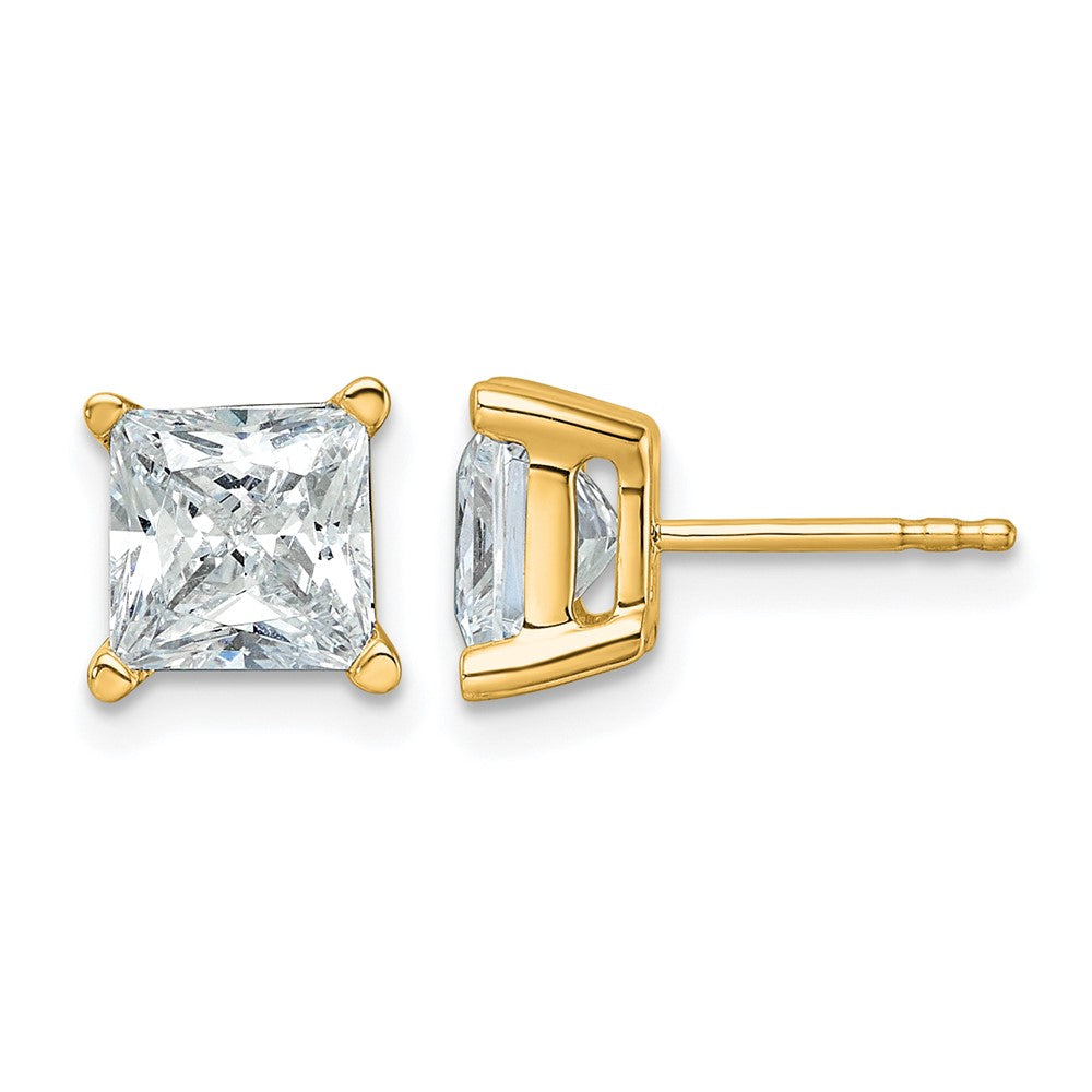 14k Yellow Gold 4 ctw Lab Grown Diamond VS/SI+ G+ Princess 4 Prong Heavy Wt. Stud Earrings