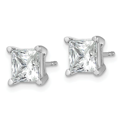 14K White Gold 5 Ctw Lab Grown Diamond Vs+ F+ Princess 4 Prong Heavy Wt. Stud Earrings