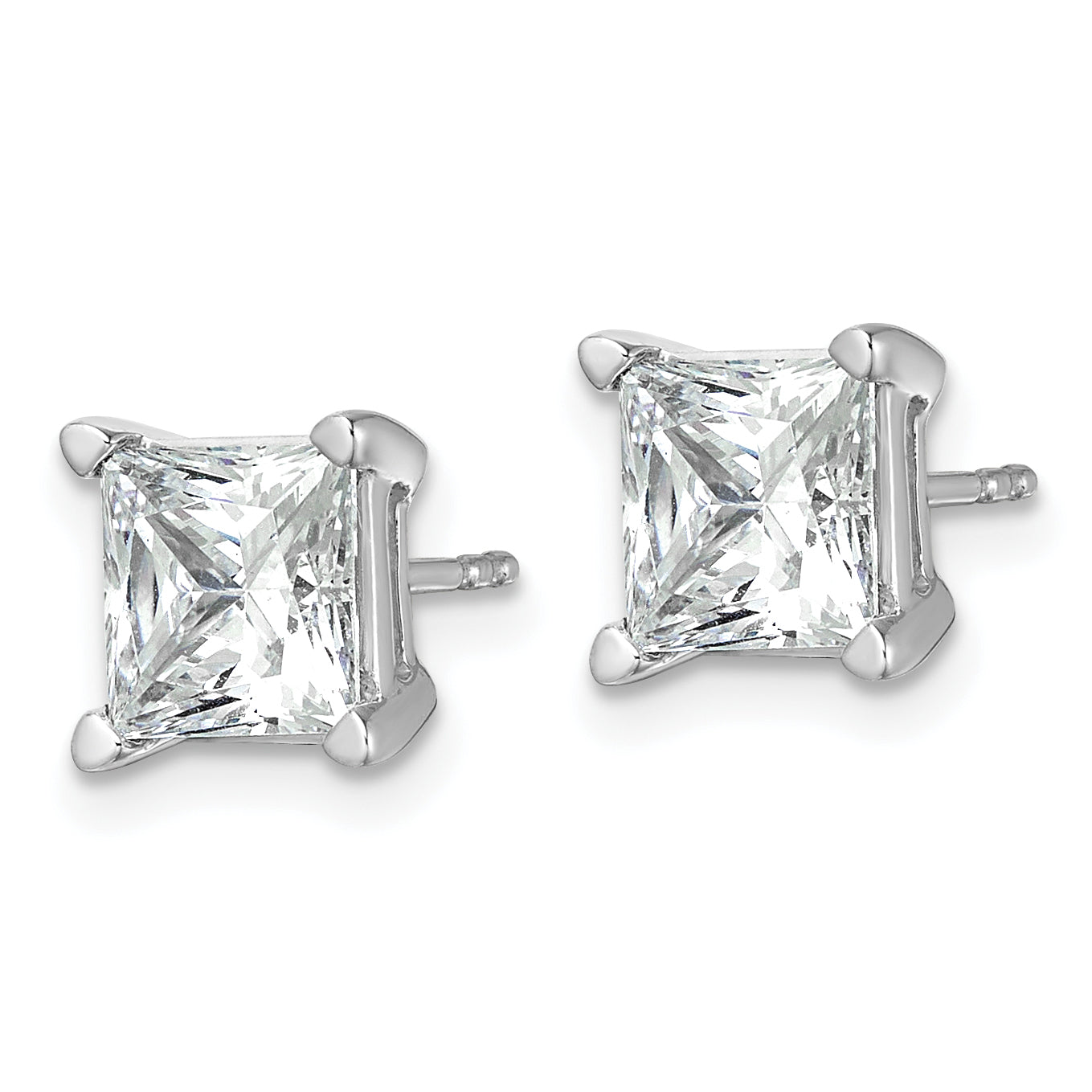 14k White Gold 5 ctw Lab Grown Diamond VS/SI+ G+ Princess 4 Prong Heavy Wt. Stud Earrings