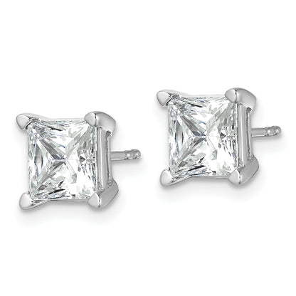 14k White Gold 5 ctw Lab Grown Diamond VS/SI+ G+ Princess 4 Prong Heavy Wt. Stud Earrings