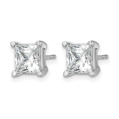 14k White Gold 5 ctw Certified Lab Grown Diamond VS/SI+ G+ Princess 4 Prong Heavy Wt. Stud Earrings