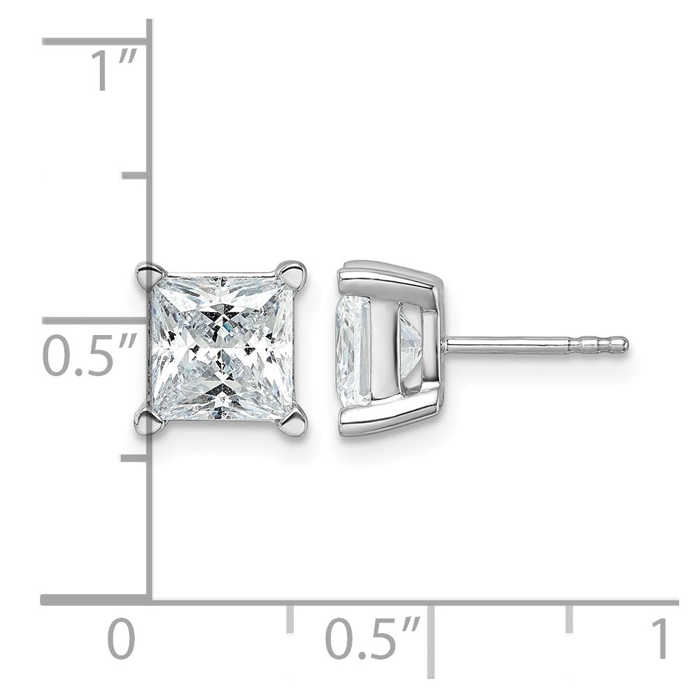 14k White Gold 5 ctw Lab Grown Diamond VS/SI+ G+ Princess 4 Prong Heavy Wt. Stud Earrings