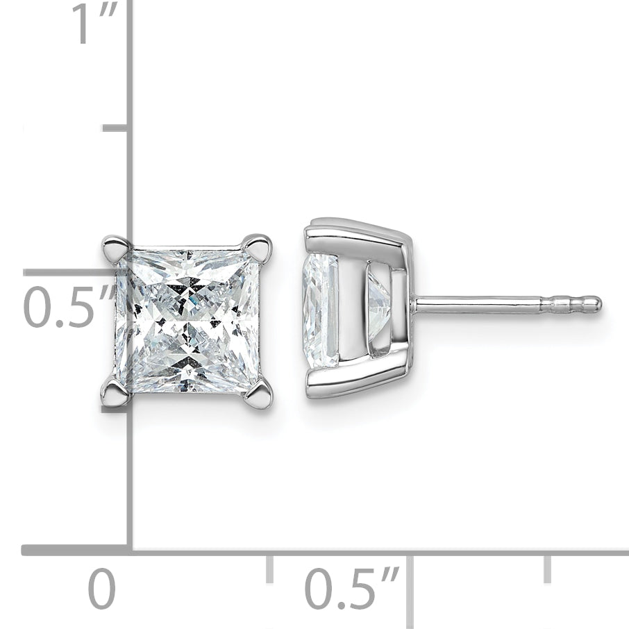 14K White Gold 6 Ctw Certified Lab Grown Diamond Vs+ F+ Princess 4 Prong Heavy Wt. Stud Earrings